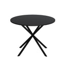 42.13" Modern Cross Leg Round Dining Table, Black Top Occasional Table, Two Piece Removable Top, Matte Finish Iron Legs