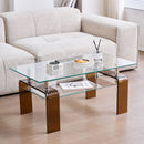 Modern Tempered Glass Coffee Table With 2 Tier Storage For Living Room by Unique Piece Furniture