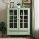 Minimalist Buffet Cabinet With Double Glass Doors And Drawer by HouseOfZazla