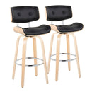Lombardi - Mid Century Modern Fixed Height Barstool With Swivel With Round Footrest (Set of 2) by HouseOfZazla