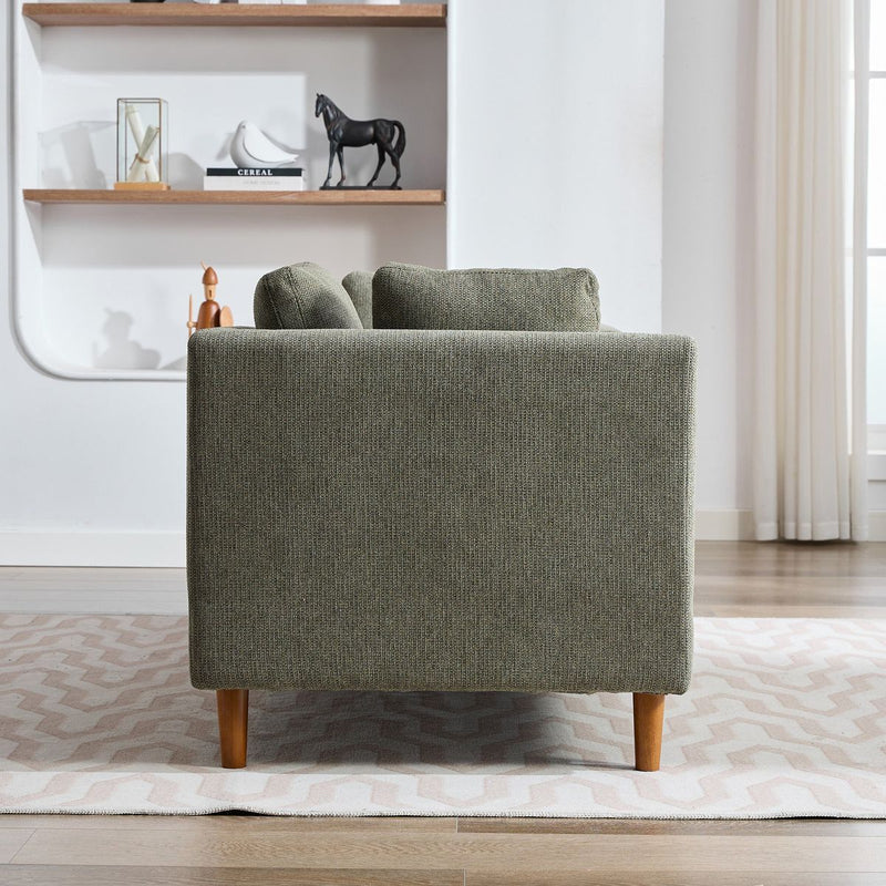 77.95'' Wide Modern Double-Sided Upholstered Chaise Lounge Indoor,Chenille Fabric Sleeper Sofa Couch With 4 Throw Pillows, Daybed with Rubberwood Legs For Living Room, Bedroom, Apartment,Green