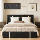 Upholstered Platform Bed Frame With Adjustable LED Headboard, USB C-Charging, Hydraulic Lift by Unique Piece Furniture