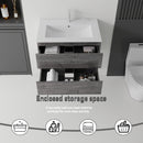24 Inch Floating Bathroom Vanity with Sink, Soft-Close Drawer, Ceramic Sink, Plywood by HouseOfZazla