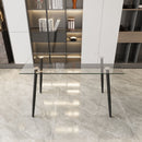 Modern Minimalist Rectangular Glass Dining Table With Tempered Glass Top Metal Legs, For 4 - 6 - Transparent
