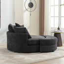 360° Swivel Accent Barrel Chair With Storage Ottoman & 4 Pillows, Modern Leisure Chair Round Accent For Living Room by HouseOfZazla