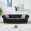 Chesterfield Upholstery Fabric Sofa With Roll Armrest & Nailhead, Mid Century Modern 3 And 3 Seater Couch by Unique Piece Furniture