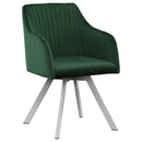 Tufted Swivel Dining Chair With Slim Sloped Arms - Green by HouseOfZazla