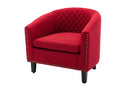 accent Barrel chair living room chair with nailheads and solid wood legs Red Linen