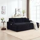 Convertible Sectional Sofa Bed Set With Armrest Storage, Cup Holder, USB - Black by HouseOfZazla