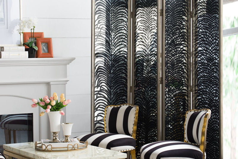 Room Divider, Herero 4 Panel Decorative Screen - Black, photo 8 of 10