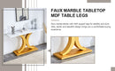 A modern minimalist style foyer table with white tabletop, gold bracket, and bottom plate, enhancing the beauty and artistic atmosphere of the home, suitable for the foyer FXG