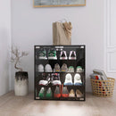 4 Layers Shoe Cabinet With Glass Door And Glass Layer Shoes Display Cabinet With LED Light Bluetooth Control - Black by HouseOfZazla