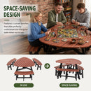 6-Person Semi-Circular Outdoor Solid Fir Wood Picnic Table Set, Rustic by HouseOfZazla