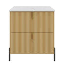 Fluted Bathroom Vanity With Ceramic Sink, Freestanding Design