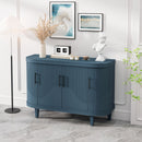 Curved Sideboard Wooden Console Table With 4 Doors And Adjustable Shelves For Living Room - Blue by Unique Piece Furniture