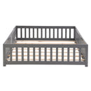 Solid Wood Floor Bed With Door And Fence For Children