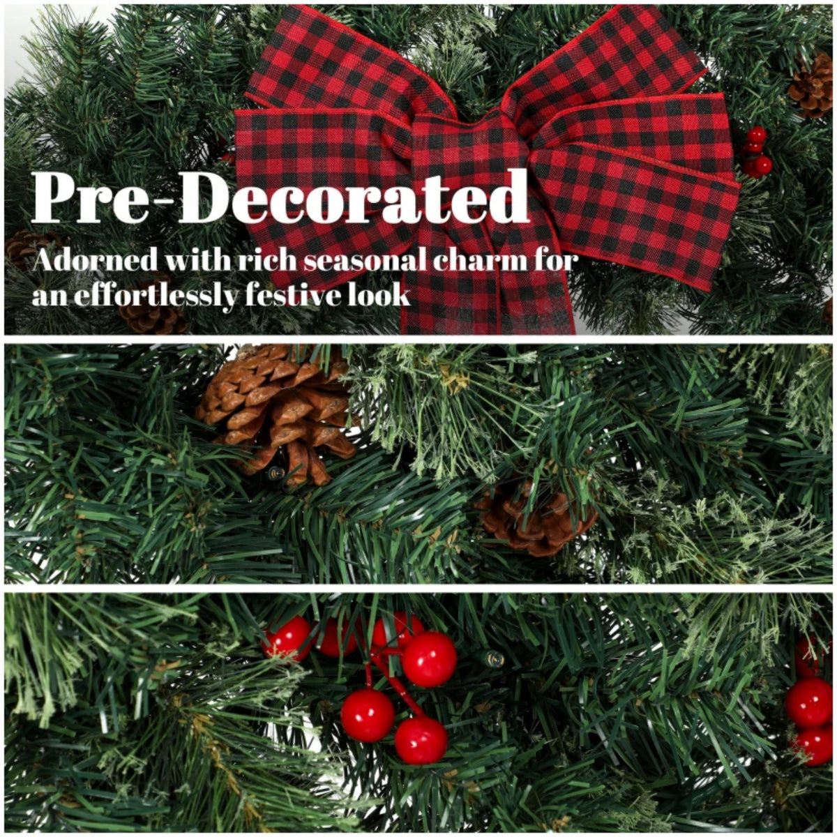 36 Inch Prelit Crestwood Spruce Christmas Wreath with Bow, photo 9 of 9