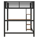 Loft Bed With Built In Desk And Storage Shelves, Full Size - Black by HouseOfZazla