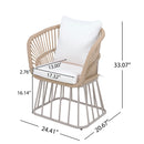 Outdoor 7-Piece Dining Set - Rectangular Teak Wood Table + 6 Wicker Chairs