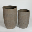 Round Concrete Planter Set of 2, Large Indoor & Outdoor Planter Pots by HouseOfZazla