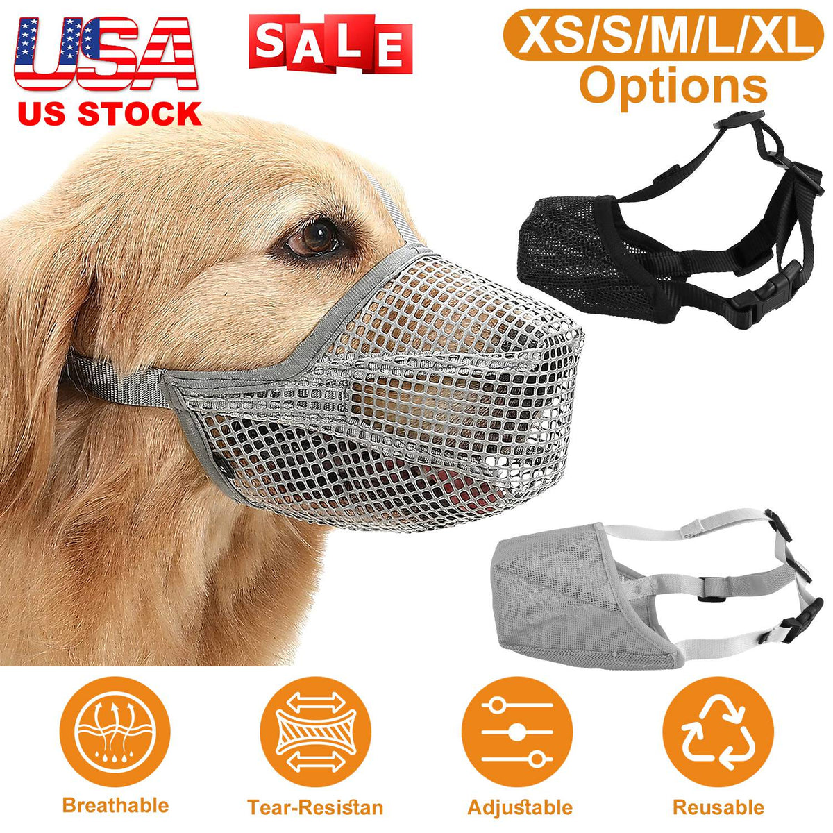 Pet Muzzle Mask Soft Mesh Muzzle Adjustable Dog Mouth Cover with Breathable Mesh Adjustable Neck Forehead Strap for Anti Biting Barking Chewing, photo 3 of 8