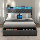 Bed Frame With Storage Headboard, RGB LED Light & USB Charging Station by HouseOfZazla