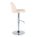 Toriano - Contemporary Adjustable Barstool With Swivel With Straight T Footrest (Set of 2) - Cream / Chrome by HouseOfZazla