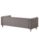 89" Modern Sofa Dutch Fluff Upholstered sofa with solid wood legs, buttoned tufted backrest,gray