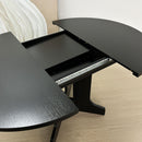 Dining Table For Farmhouse Kitchen Expandable Oval Table Top With Removable Leaf Trestle X Shaped Base - Black by HouseOfZazla
