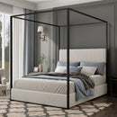 Canopy Bed With Tall Upholstered Headboard And 4 Poster by HouseOfZazla