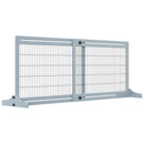 72" W x 27.25" H Extra Wide Freestanding Pet Gate with Adjustable Length Dog, Cat, Barrier for House, Doorway, Hallway, Blue-grey
