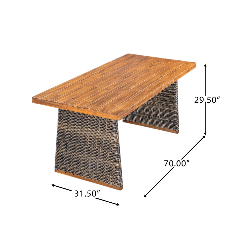 Outdoor Acacia Wood Dining Table with Teak Finish, photo 5 of 10