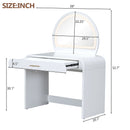 Makeup Vanity Table With Mirror Touch Screen Lighted Mirror, Dressing Table With Drawer For Bedroom - White by HouseOfZazla