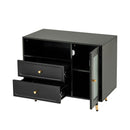 Modern Makeup Vanity Desk With Mirror And Lights Retractable Design Engineered Wood - Black by HouseOfZazla