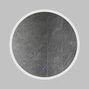 32 x 32 Inch Round Frameless LED Illuminated Bathroom Mirror, Touch Button Defogger, Metal, Silver