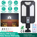 Solar Wall Light Outdoor 87 LED Beads PIR Motion Sensor Remote Control Wireless Lamps IP45 Waterproof Lighting for Garage Front Door Garden Pathway