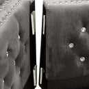 59.4 Inch Wide Grey Velvet Sofa with Jeweled buttons, Square Arm, 2 Pillow