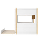Full Over Full Bunk Bed With Storage Shelves And Trundle - White / Natural by HouseOfZazla