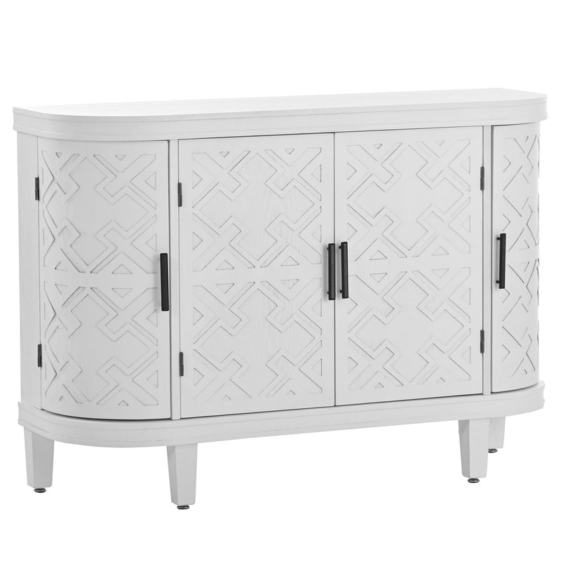 Accent Storage Cabinet Sideboard Wooden Cabinet with Antique Pattern Doors for Hallway, Entryway, Living Room