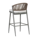 Outdoor Bar Height Metal Frame Counter Stools with Scallop-Shaped Backrest & Water-Resistant Cushions by HouseOfZazla