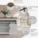 TV Stand With Sliding Barn Doors And Adjustable Storage - White / Oak by HouseOfZazla