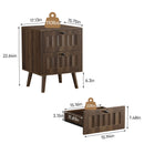 Double Drawer Bedside Table (Set of 2) - Walnut by HouseOfZazla