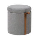 Brandy - Round Upholstered Storage Ottoman With Accent by HouseOfZazla