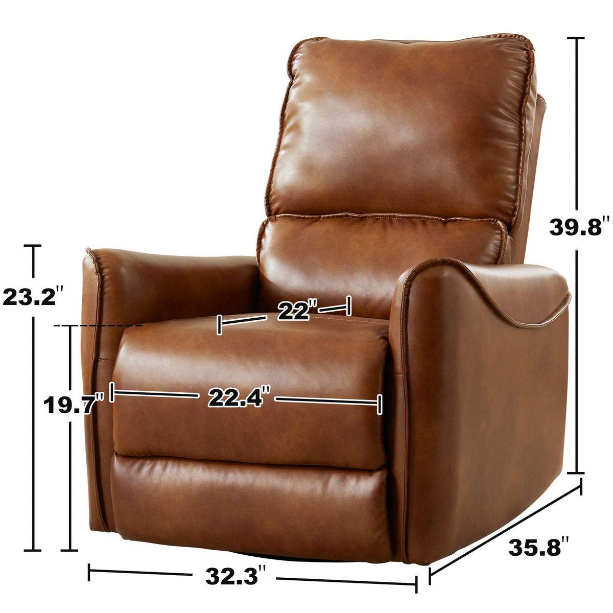 Electric Recliner Chair With Rocker And Swivel Function - Brown, photo 8 of 9