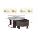 Nesting Round Coffee Table With Ottoman (Set of 2) - Gold / Brown by HouseOfZazla