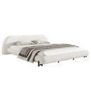 King Size Bed Frame with Boucle Fabric and Thick Headboard by HouseOfZazla