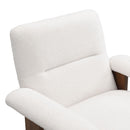 Modern Accent Chair With Ottoman, Mid Century Lounge Chair With Footrest, Comfy Fabric Armchair Upholstered Set With Solid Wood Frame For Living Room - White by HouseOfZazla