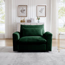 Green Corduroy Deep Seat Single Sofa Accent Chair