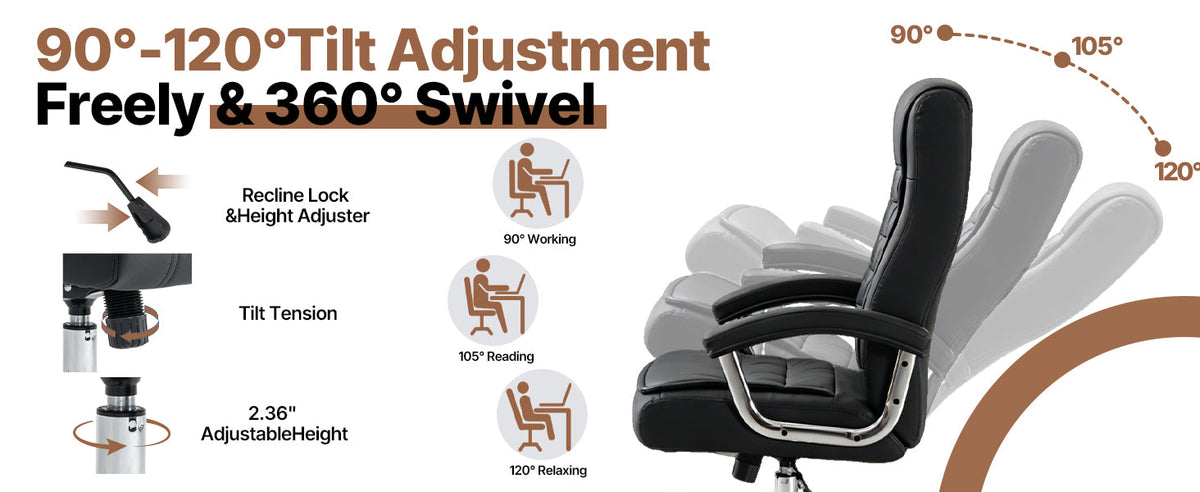 Executive Office Chair - High Back PU Leather Ergonomic Design, photo 9 of 10