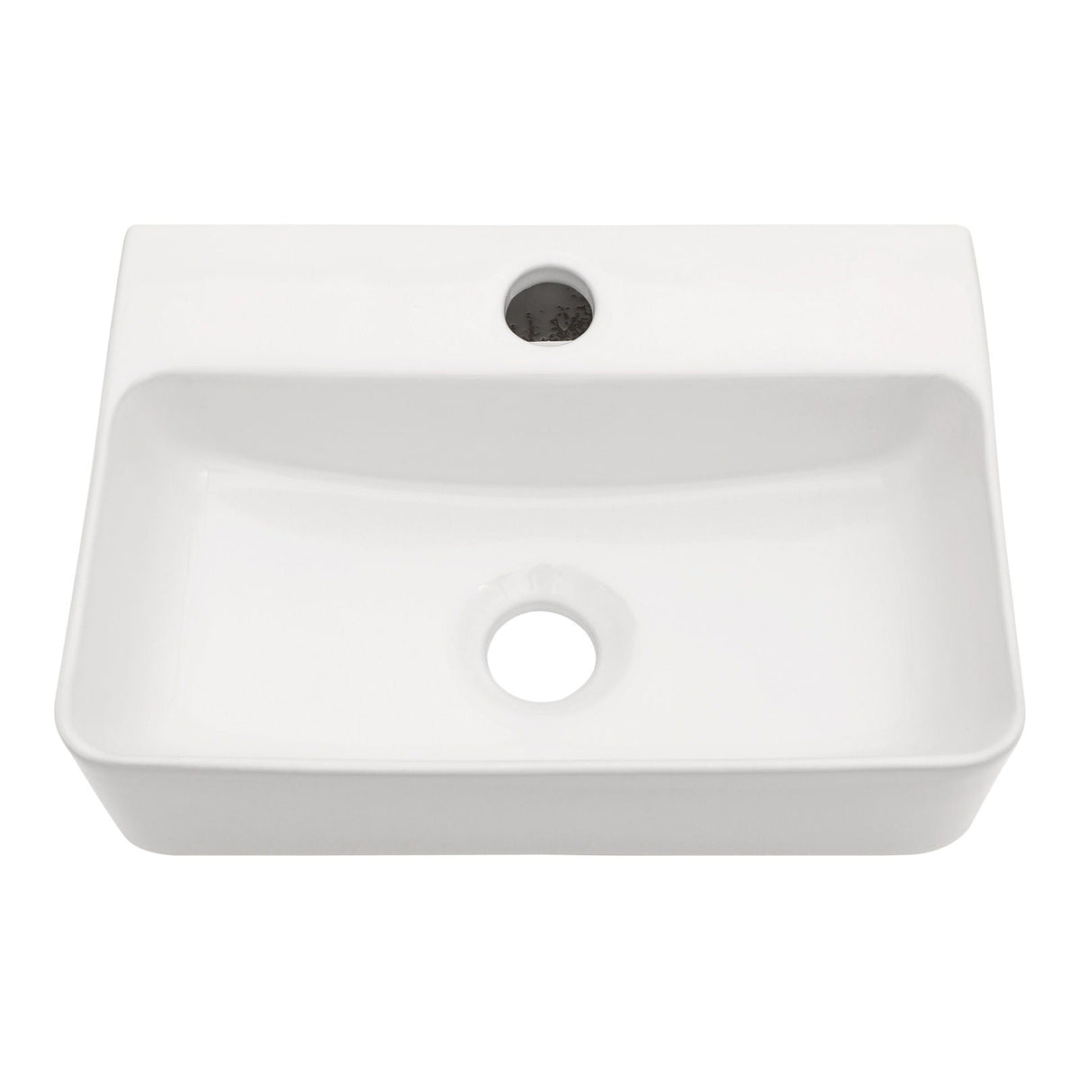 Ceramic Rectangle Wall Mount Bathroom Sink With Single Faucet Hole, photo 2 of 20